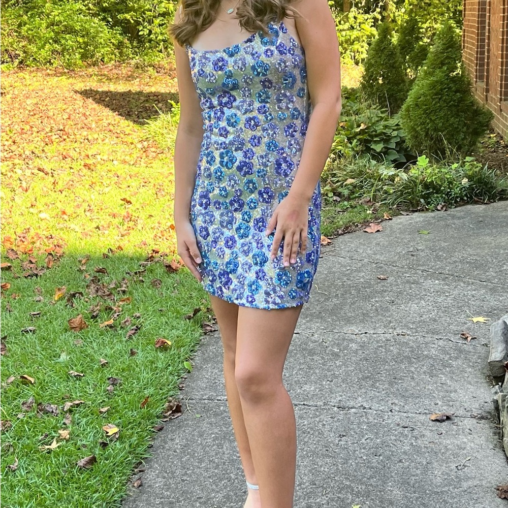 Darling Silver Sheath Mini Dress Spaghetti Strap